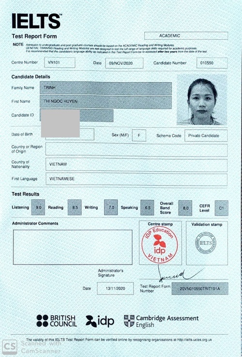 Trịnh Thị Ngọc Huyền - 8.0 IELTS