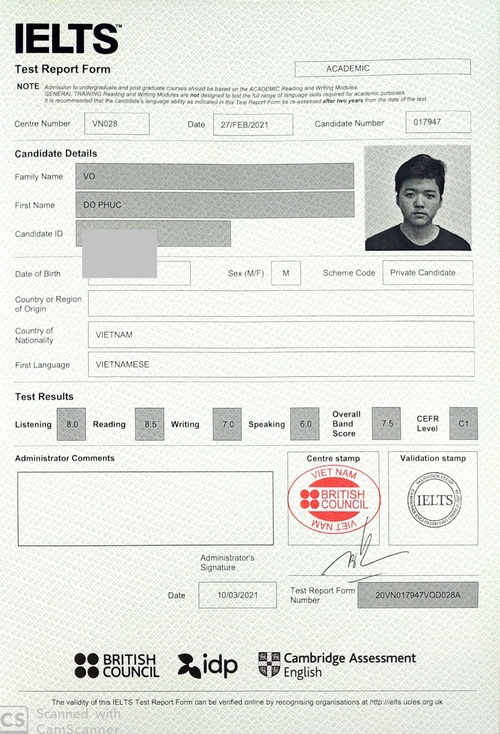 Võ Đỗ Phúc - 7.5 IELTS