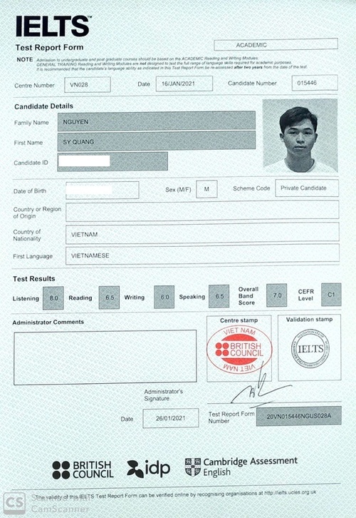 Nguyễn Sỹ Quang - 7.0 IELTS