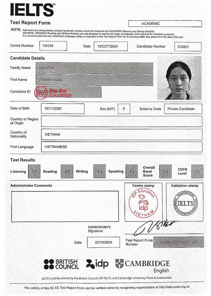 Nguyễn Thanh Ngân - 7.0 IELTS