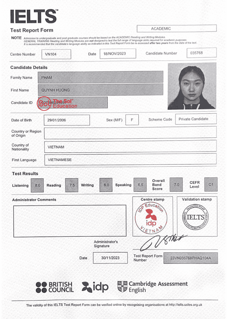 Phạm Quỳnh Hương - 7.0 IELTS